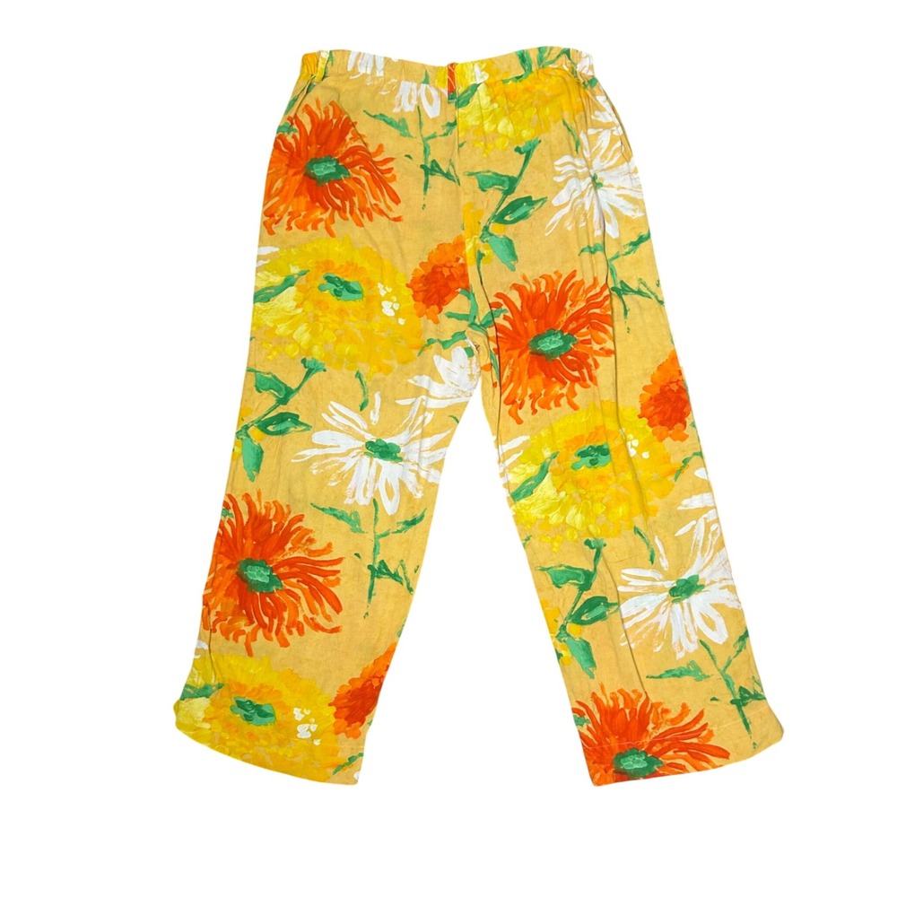 Jams World vtg 1990's Women Yellow Spider print pull on crop pants size L*